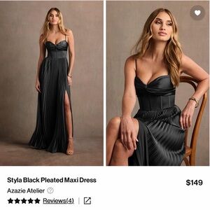 Azazie Black Pleated Maxi Dress